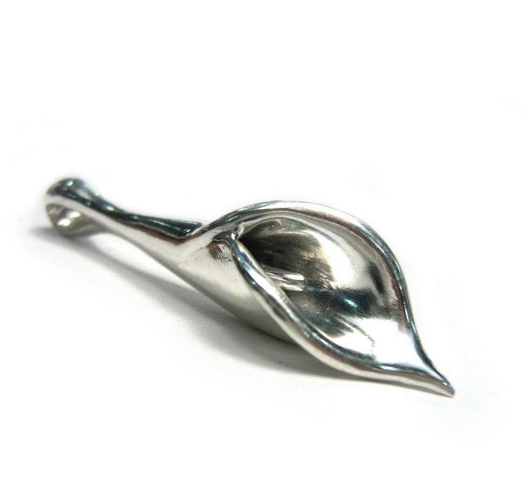 Silver Calla Lily Necklace - Solid Sterling Silver, Handmade, Original Design, Calla Lily Pendant - Rickson Jewelry
