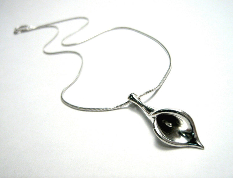 Silver Calla Lily Necklace - Solid Sterling Silver, Handmade, Original Design, Calla Lily Pendant - Rickson Jewelry