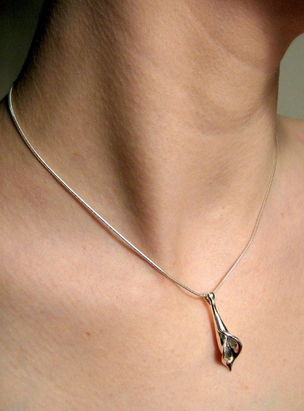 Silver Calla Lily Necklace - Solid Sterling Silver, Handmade, Original Design, Calla Lily Pendant - Rickson Jewelry