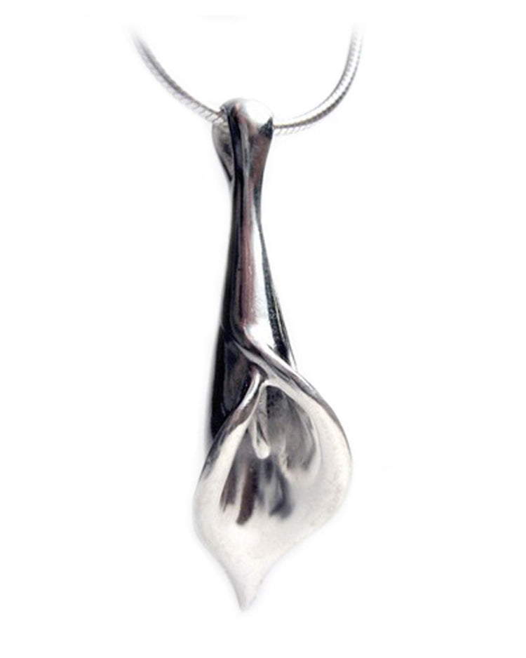 Silver Calla Lily Necklace - Solid Sterling Silver, Handmade, Original Design, Calla Lily Pendant - Rickson Jewelry