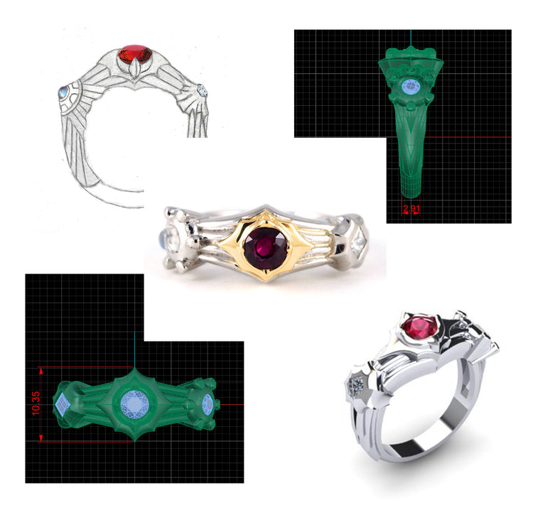 3D Printed Custom Designs Create Your Own Ring Drawings 3D CAD Models Wedding Engagement Gold Diamond Solitaire Master Jeweller Rickson