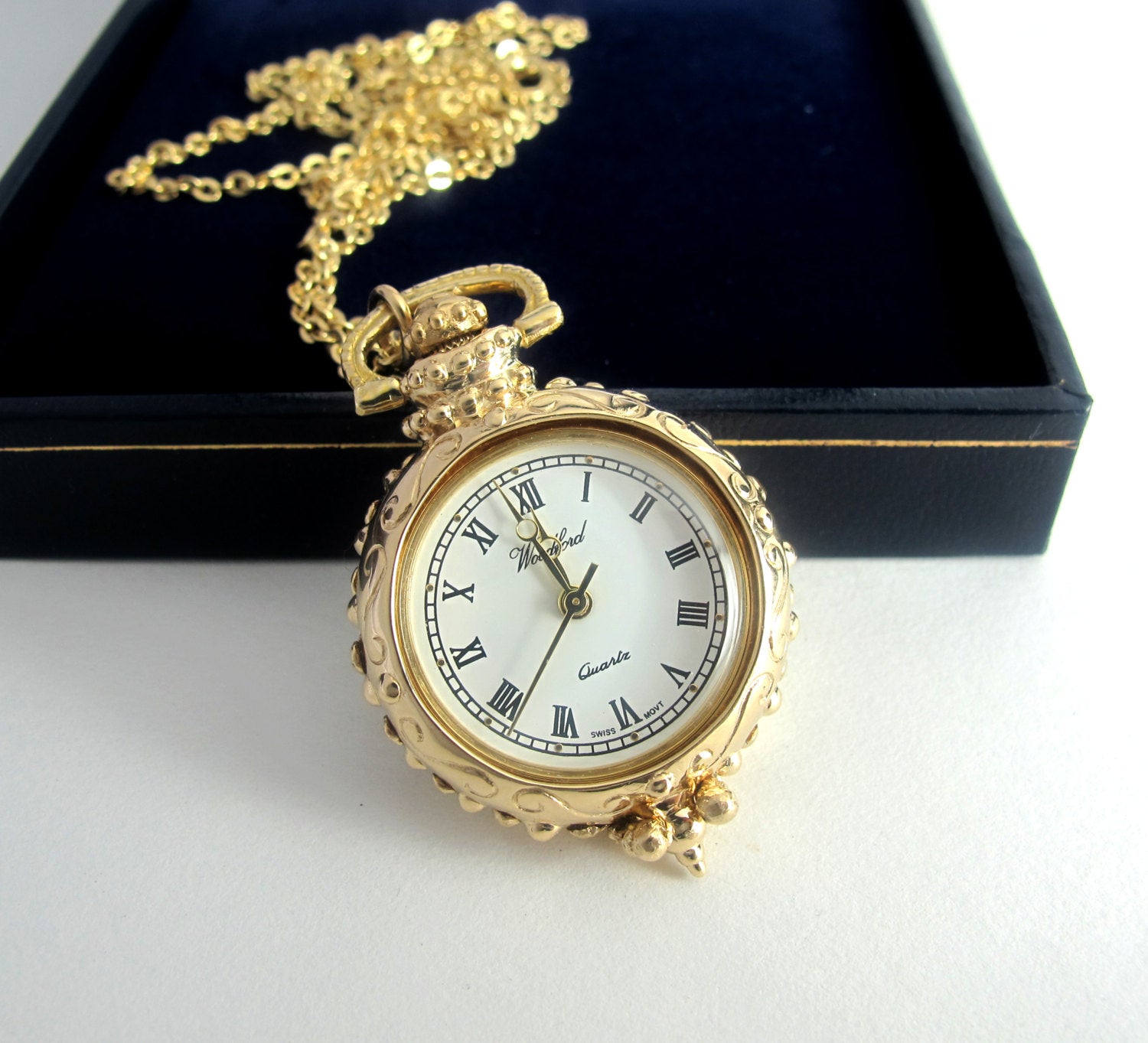Solid Gold Watch Pendant - Caduceus, Quality Quartz Woodford Watch with Second Hand, Nurse Fob Watch, Solid Gold Watch, Handmade 162-3-4