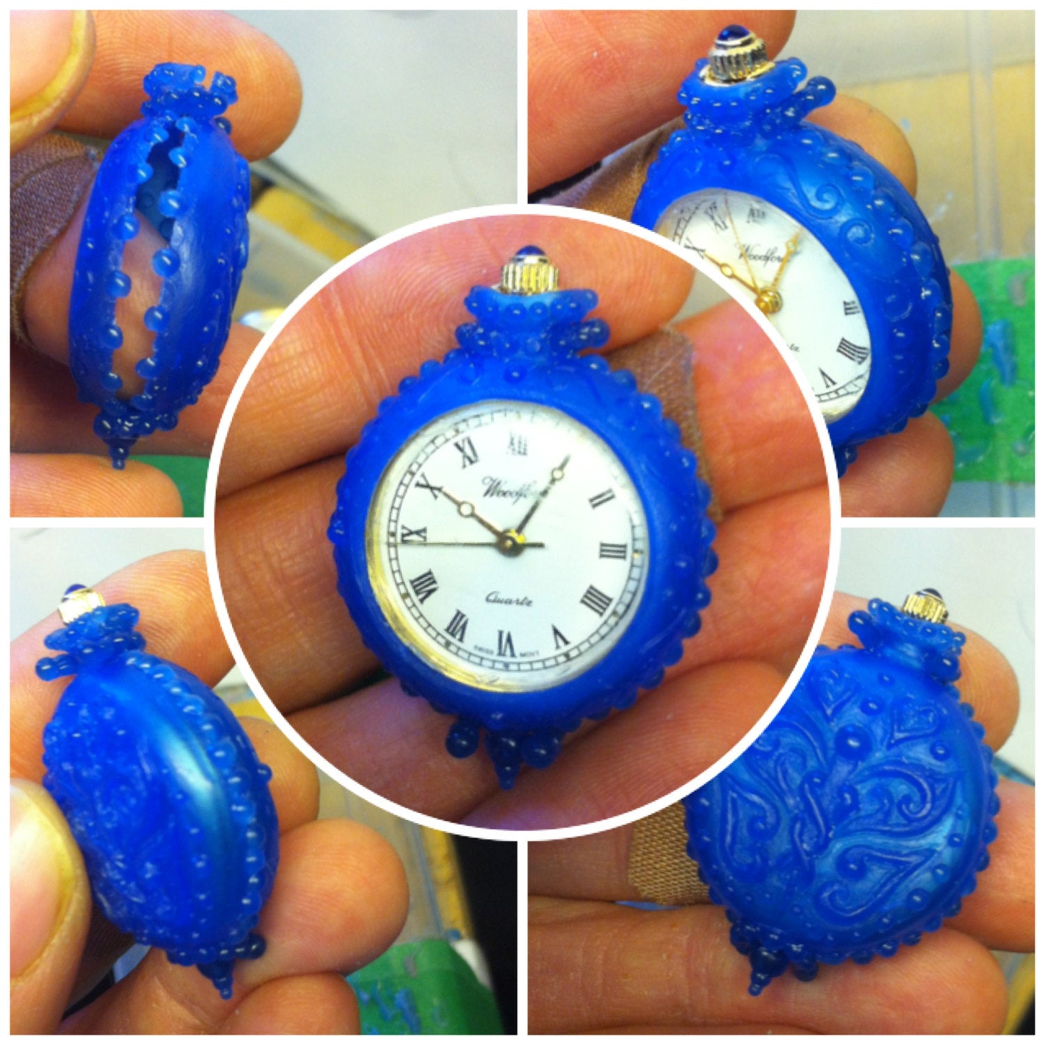 Solid Gold Watch Pendant - Caduceus, Quality Quartz Woodford Watch with Second Hand, Nurse Fob Watch, Solid Gold Watch, Handmade 162-3-4