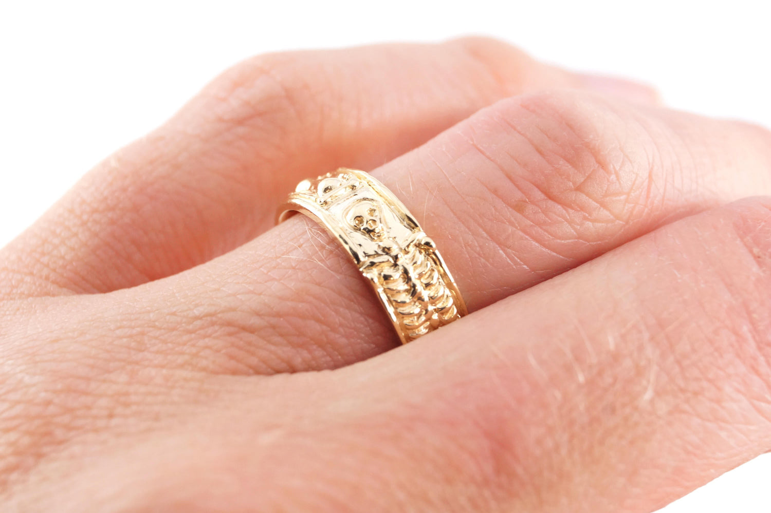 Skeleton Love - Gold or Silver Skeleton Eternity Wedding Band Gothic Bride Momento Mori Halloween Wedding Costume Skull Ring Creepy 234 238