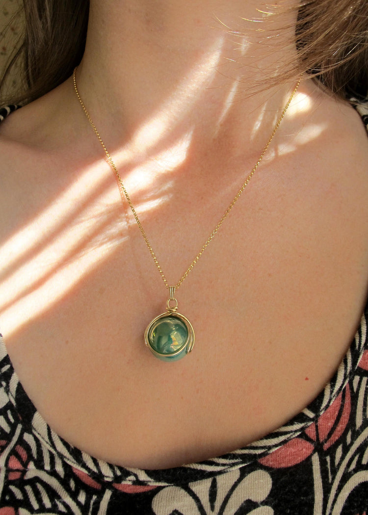 Gold Filled POP in Marble Necklace Gift Interchangeable Marble Necklace with Personalized Birthstones Geekery Marble necklace for Collecting