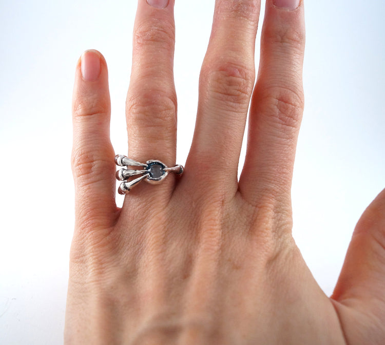 Bird Claw Ring - Magic Soul Ring Aquamarine stone Nerd Engagement Geekery Gamer Video Game Attack Jewelry Bird Dark Dragon Claw 216