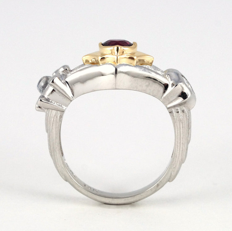 Pokemon Ring Sun and Moon Pearl Diamond and Platinum Version Featuring Garnet Moonstone Diamond or CZ Engagement Ring Two Tone Gold 262