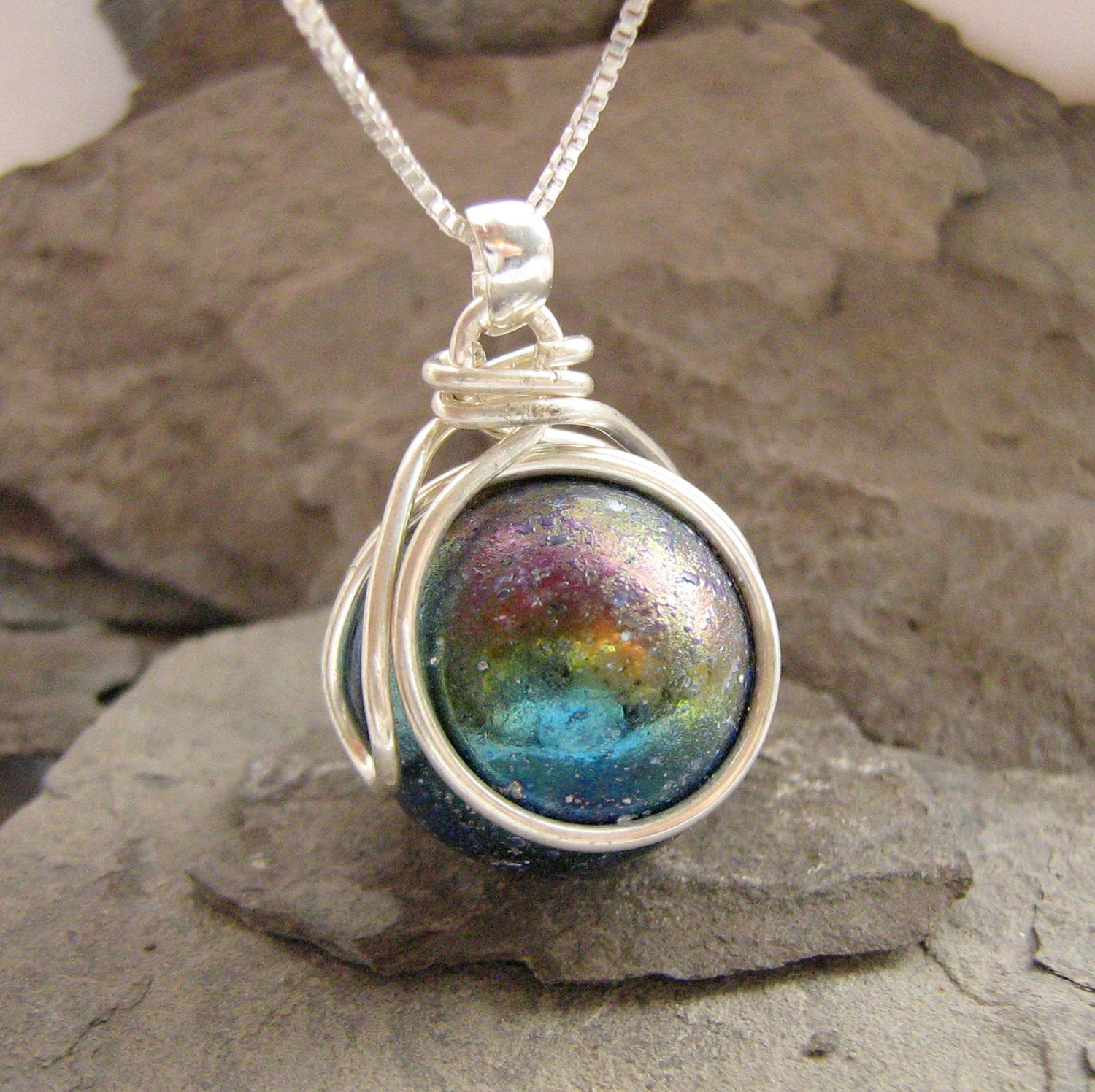 The POP in Interchangeable Nebula Necklace Marble Set - Ready to Ship Player Whopper swirl Galaxy gift for Marble collector Geekery Rickson
