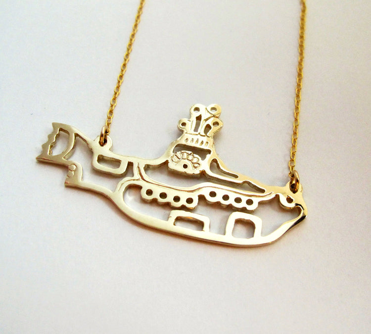Submarine Necklace - Memorabilia Psychedelic Song Music Jewellery Collectible Cutout Kitsch Gold Brass Statement Retro British Youth 137