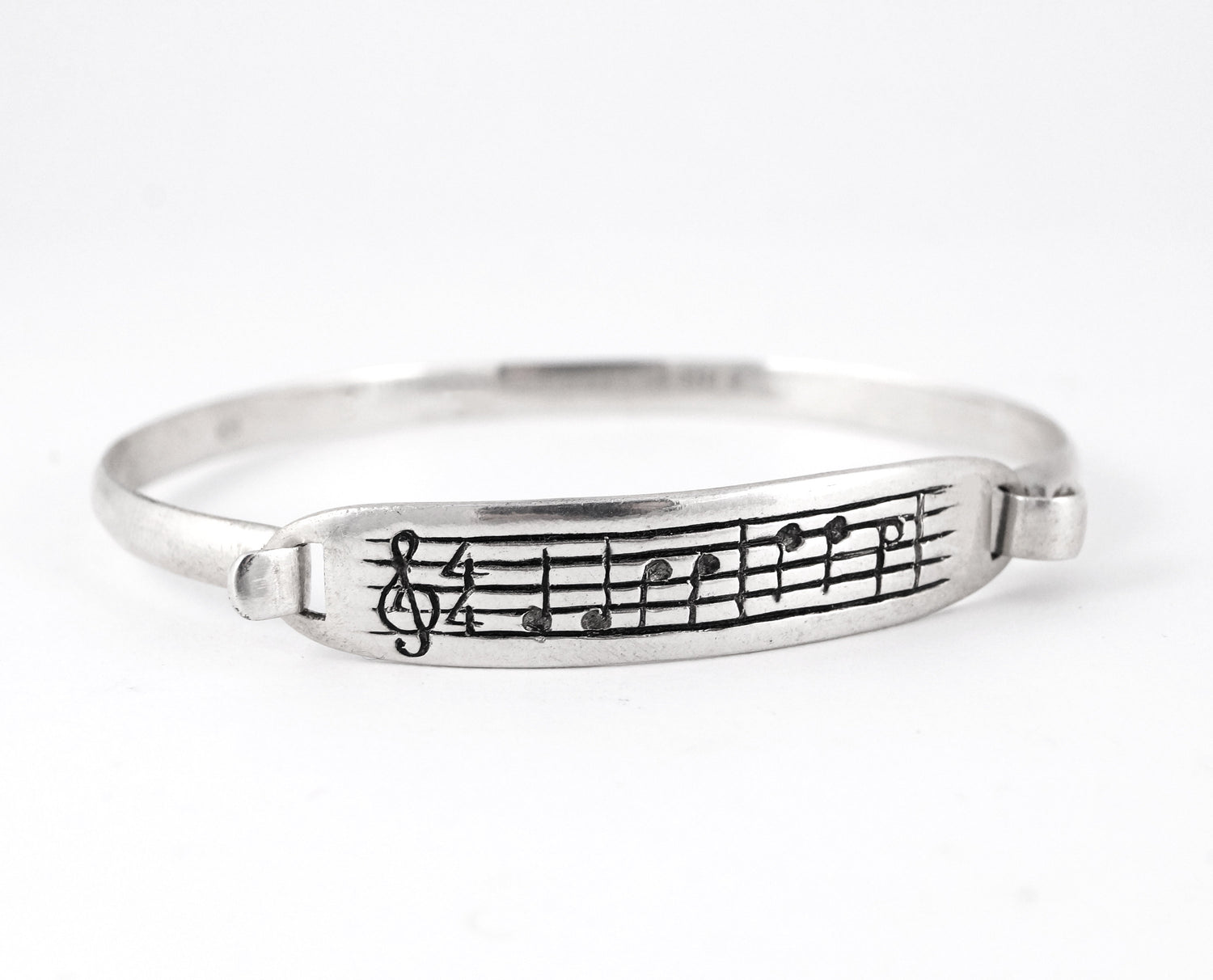 Sounds of Love Bracelet - Sterling Silver Music Note Cuff Bracelet Unique Nerd Geekery Gift Musician Song Jewellery Personalized Customized