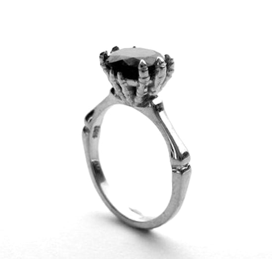 Till Death do us Part - Goth Skeleton Black Diamond Engagement Ring - Vampire - Punk Rock - Day of the Dead - Macabre Art Deco - Rickson