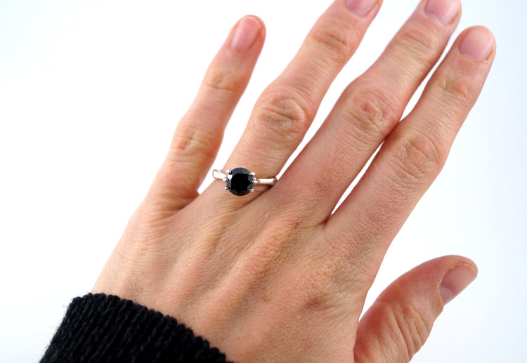 Till Death do us Part - Goth Skeleton Black Diamond Engagement Ring - Vampire - Punk Rock - Day of the Dead - Macabre Art Deco - Rickson