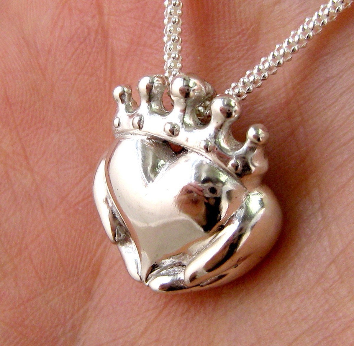 Handmade Claddagh Necklace - Ready to Ship, Claddagh pendant, Sterling Claddagh, Celtic Jewelry, Irish Promise Pendant, Gift for her 267 12