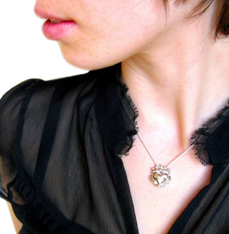Handmade Claddagh Necklace - Ready to Ship, Claddagh pendant, Sterling Claddagh, Celtic Jewelry, Irish Promise Pendant, Gift for her 267 12