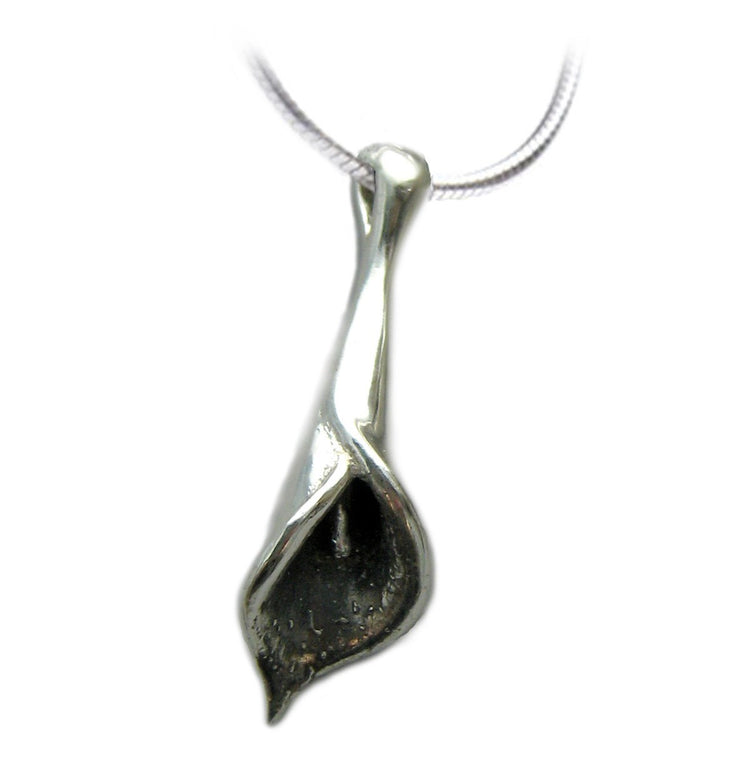 Calla Lilly Flower Necklace Push Preset Mom Girl Graduation Birthday Sister Mother Aunt Friendship Unique Valentine pretty silver gold 18