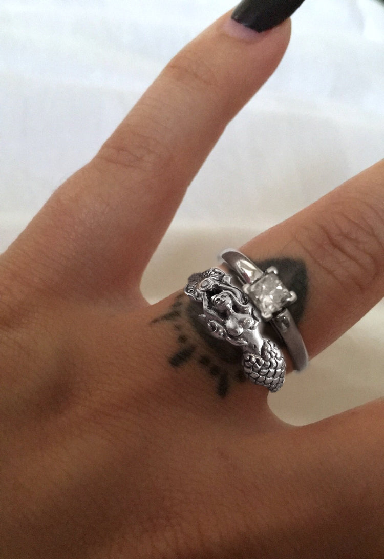 Mermaid Claudia - Sterling Disney Princess Engagement ring with a Diamond Ariel Diamond Ring Little Mermaid Nautical Mystical Jewelry 189