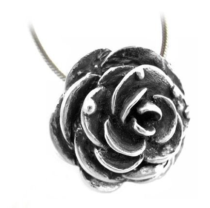 SALE Victorian Rose Necklace - Silver Goth Steampunk Black Rose Gift for Her Rose Staple Classic Pendant Floral Rickson Jewellery 38