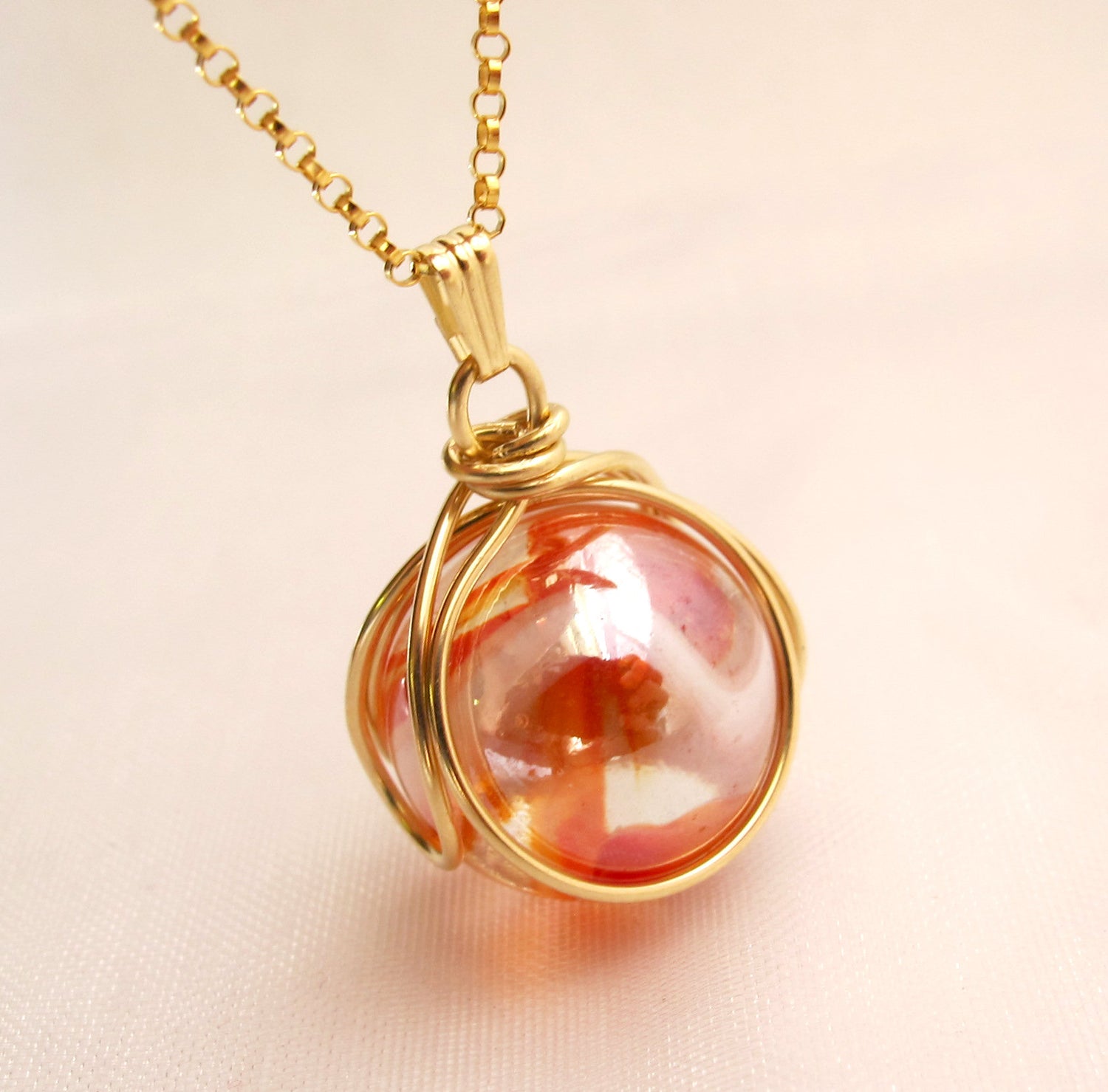 Gold Filled POP in Marble Necklace Gift Interchangeable Marble Necklace with Personalized Birthstones Geekery Marble necklace for Collecting