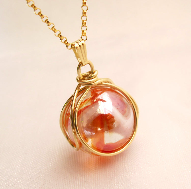Gold Filled POP in Marble Necklace Gift Interchangeable Marble Necklace with Personalized Birthstones Geekery Marble necklace for Collecting