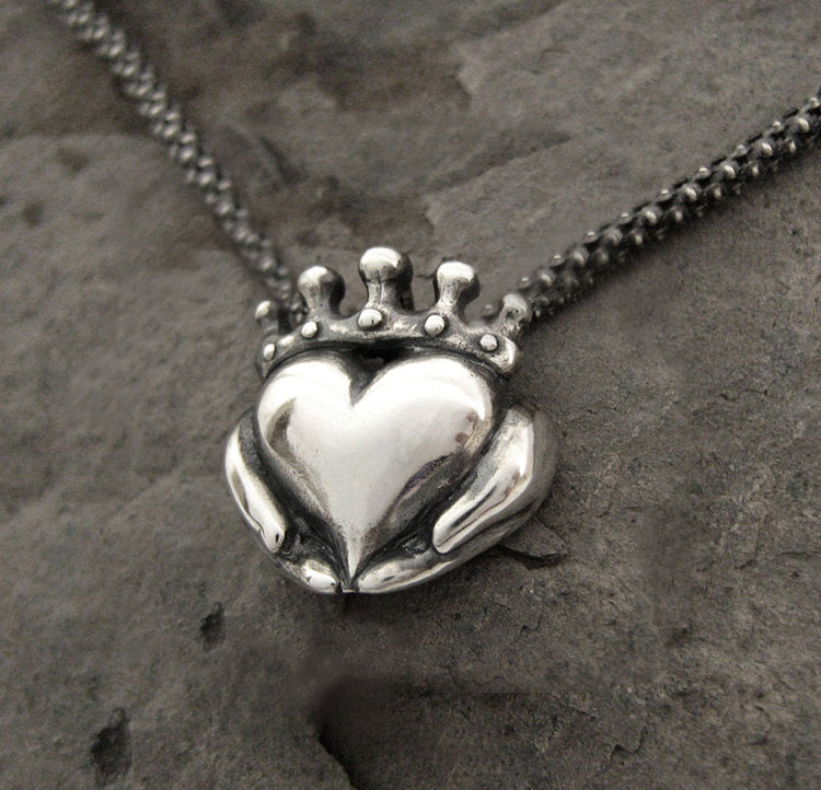 Handmade Claddagh Necklace - Ready to Ship, Claddagh pendant, Sterling Claddagh, Celtic Jewelry, Irish Promise Pendant, Gift for her 267 12
