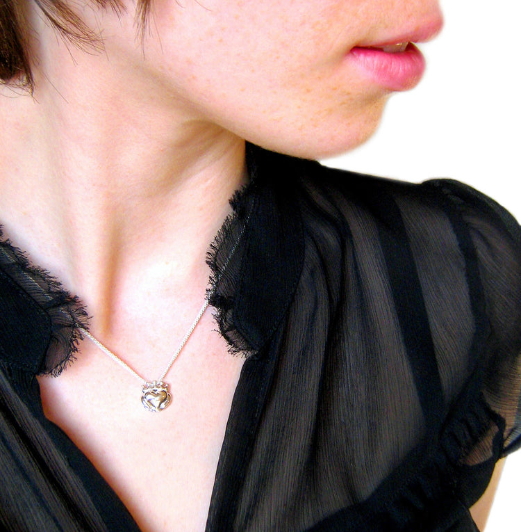Handmade Claddagh Necklace - Ready to Ship, Claddagh pendant, Sterling Claddagh, Celtic Jewelry, Irish Promise Pendant, Gift for her 267 12