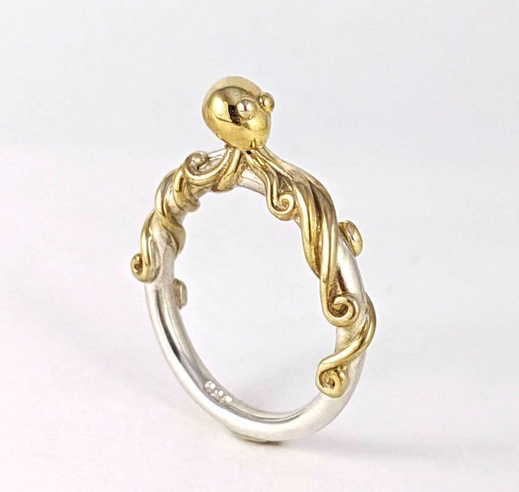 Octopus Joy Sterling Ocean Octopus Ring Octopus Engagement Cephalopod Silver Kraken Ring Sea Creature Wedding Band Rickson 266 269a 269b