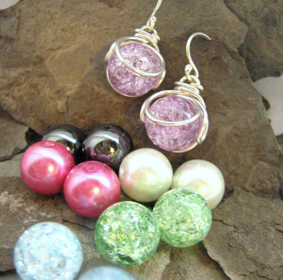 Pop In Earrings - Interchhangeable - Versatile - Comes with 10 Gem Marbles - New - Rickson Jewellery