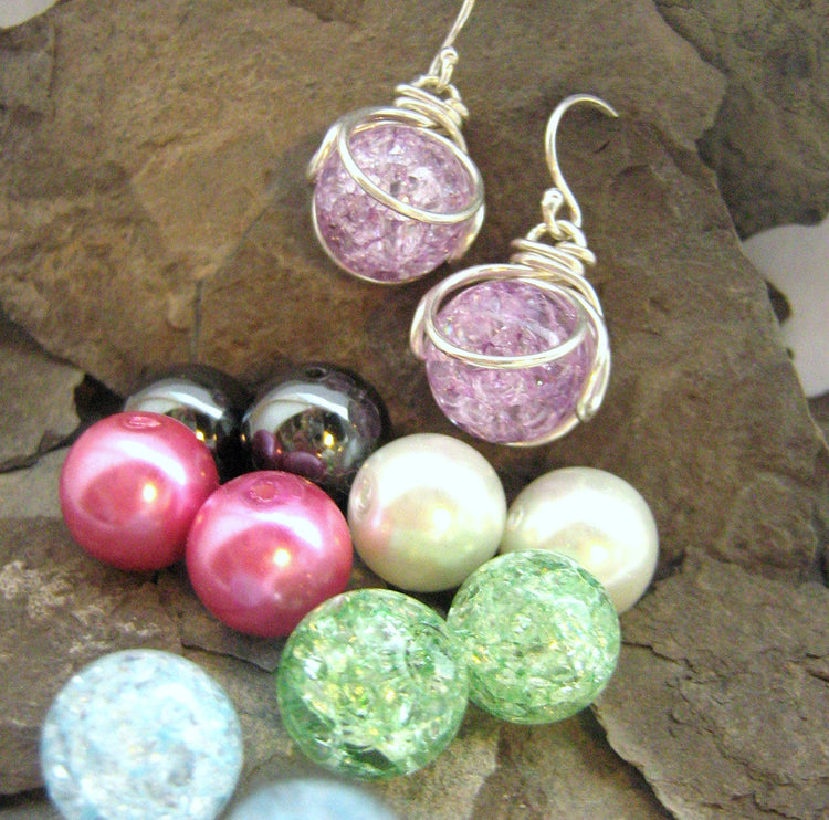 Pop In Earrings - Interchhangeable - Versatile - Comes with 10 Gem Marbles - New - Rickson Jewellery