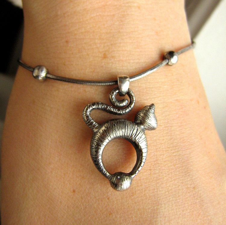 Cat Lover Bracelet - Smooth or Tabby Texture - Donation to Humane Society - Sterling silver - Gift For Her - Daughter - Valentine&