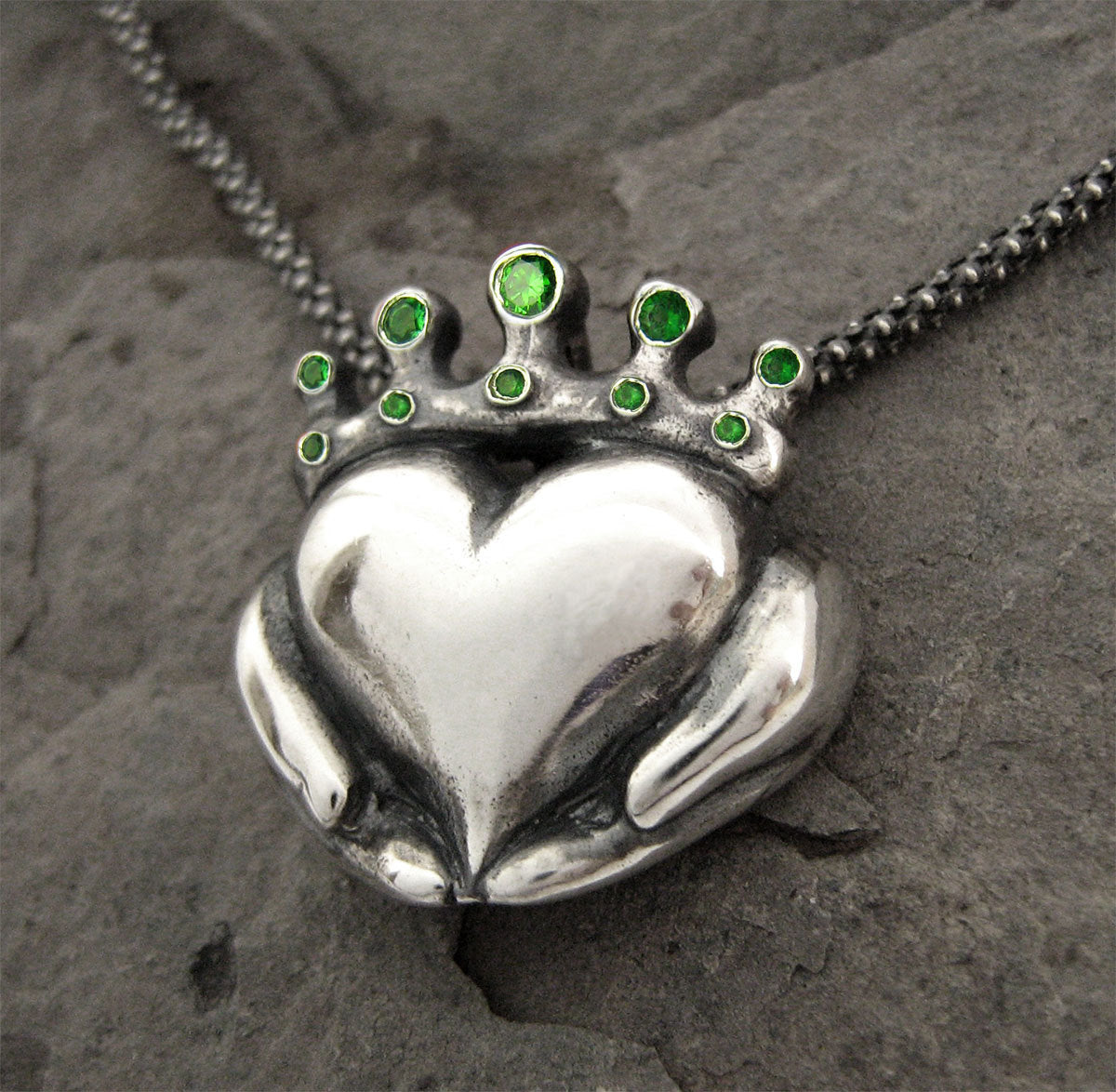 Gemstone Claddagh Necklace - Personalized Birthstone Jewellery - Family Necklace - Gift For Her - Irish promise - Anniversary - Rickson 113