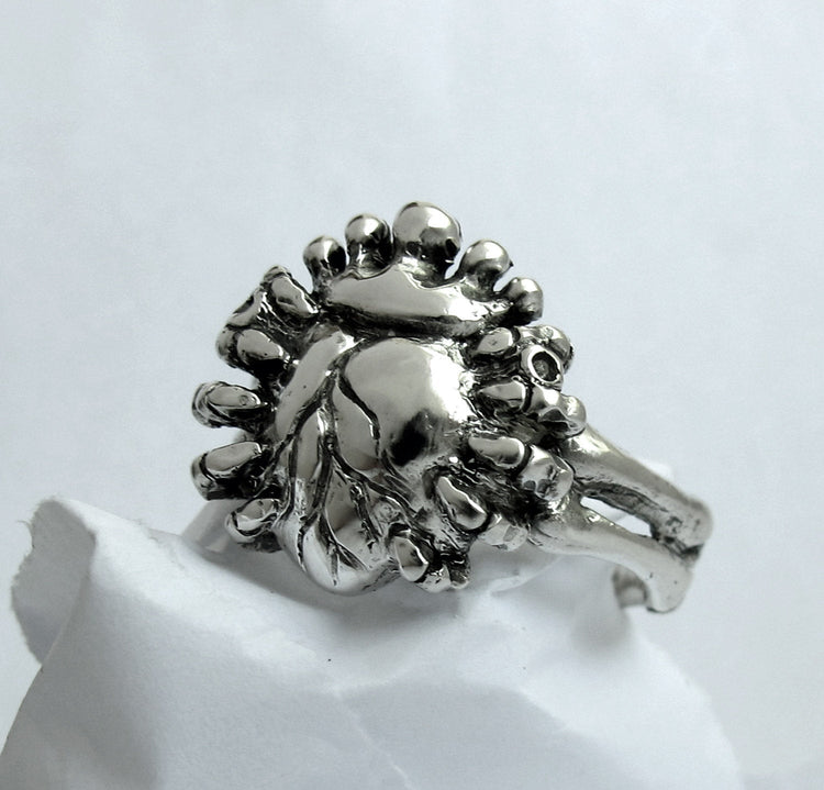 Love in Hand - Anatomical Heart Claddagh Ring, Skeleton Hands - Handmade, Sterling SIlver, Gift For Him, Gift For Son, Rickson Jewellery 103