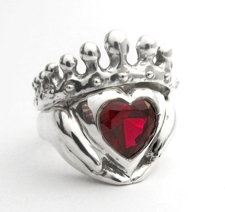 I Heart Claddaghs, Wedding and Engagement Set, Personalize, Choose Your Stone, Celtic Promise Ring, Stacking Solid Sterling Silver 93a&b