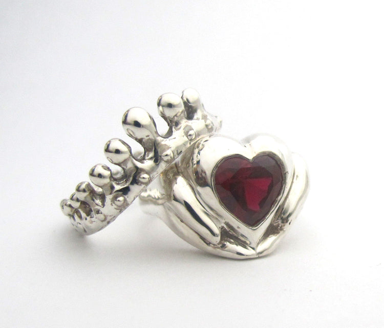 I Heart Claddaghs, Wedding and Engagement Set, Personalize, Choose Your Stone, Celtic Promise Ring, Stacking Solid Sterling Silver 93a&b