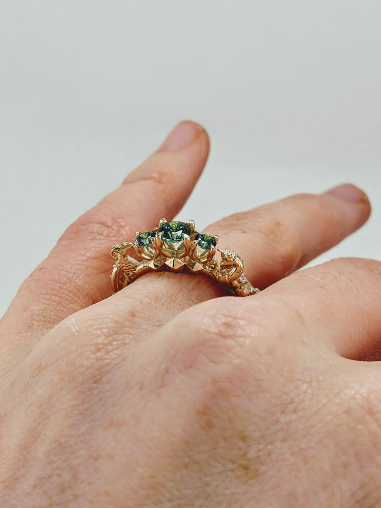 DND Dungeons and Dragons Unicorn Ring with 5 Gemstones Gamer Nerd Engagement Ring D20 Roll the Dice D and D Table top Board RPG Game Ring