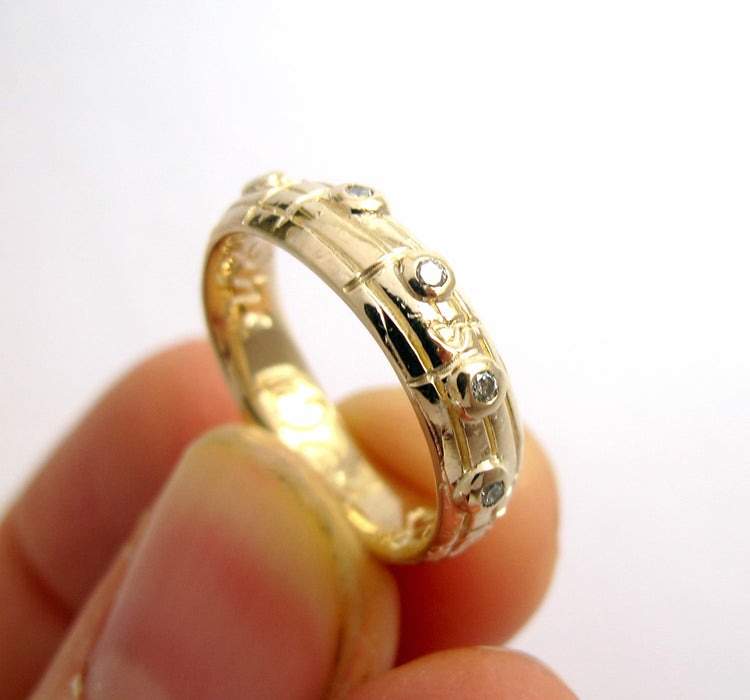 Your Song Wedding Ring Set, Yellow White Rose Gold, Made to Order, Unique Wedding, Alternative Sheet Music, Choose Song, Rickson Jewellery