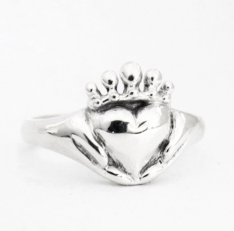Claddagh Ring Small, With or Without a stone, Promise Ring, Birthstone Ring, Gifts for Her, Celtic Handmade Sterling Irish, Personalized 115
