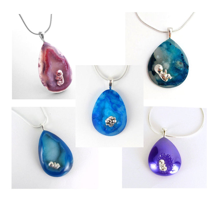 Baby Galaxy - Statement Birthstone Push Present, New Baby, Gemstone Necklace, Silver Baby Shower Gift, New Mom, Fertility Charm, Rickson 106