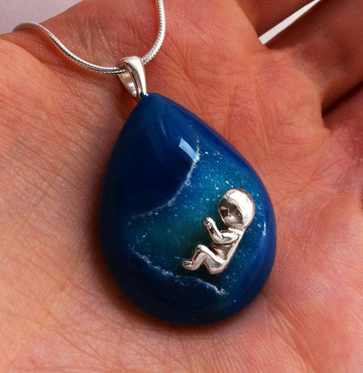 Baby Galaxy - Statement Birthstone Push Present, New Baby, Gemstone Necklace, Silver Baby Shower Gift, New Mom, Fertility Charm, Rickson 106