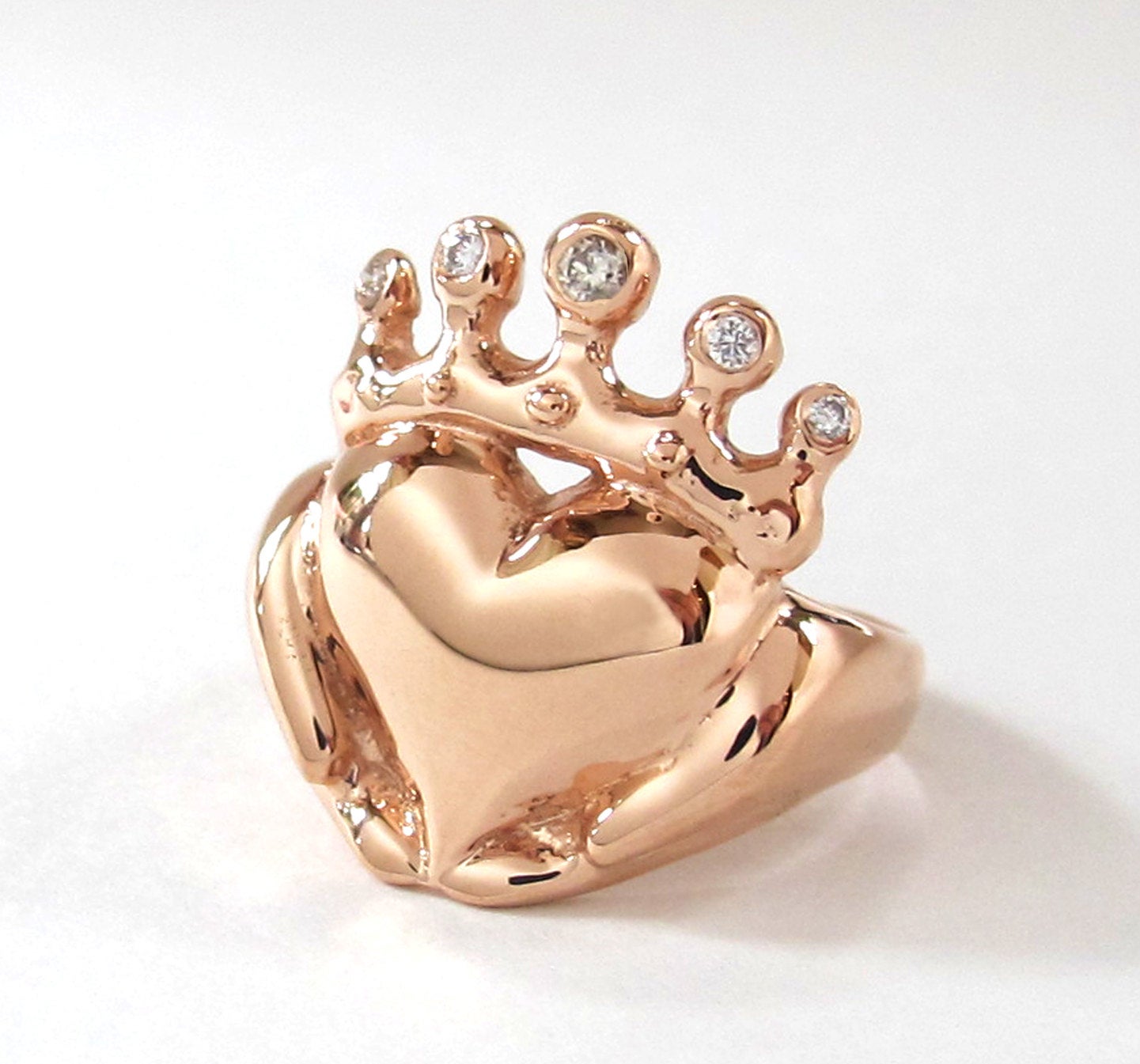 Solid Gold Claddagh Ring - Handmade Irish Jewelry White Yellow Rose Gold Platinum Custom Made to Order Celtic Gifts Rickson Jewellery 70