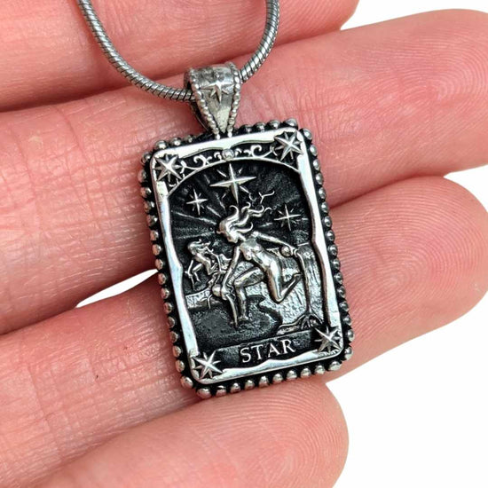 Gold STAR Card Meaning Necklace for Sensitive Empaths who need Allergy Friendly Waterproof Jewelry