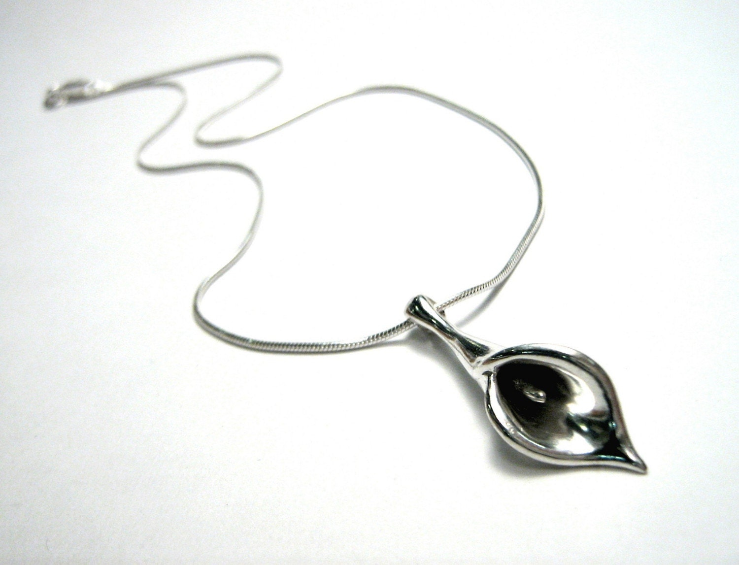 Silver Calla Lily Necklace - Solid Sterling Silver, Handmade, Original Design, Calla Lily Pendant - Rickson Jewelry