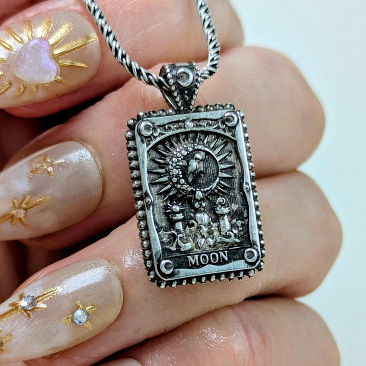 Mermaid Moon Tarot Card Necklace Unique Double Sided Design with Upright and Reversed Meanings