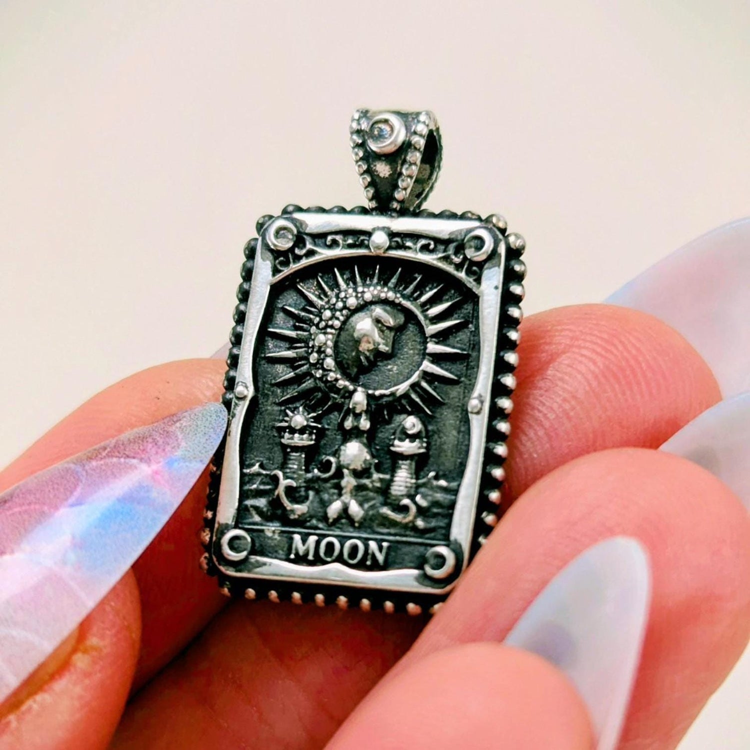 Mermaid Moon Tarot Card Necklace Unique Double Sided Design with Upright and Reversed Meanings