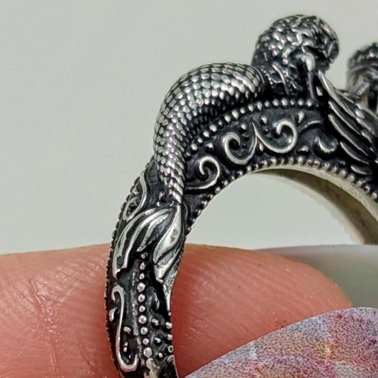 Mermaid Jacy Engagement Ring: Custom Gold Silver Fantasy Rainbow Moonstone Ring