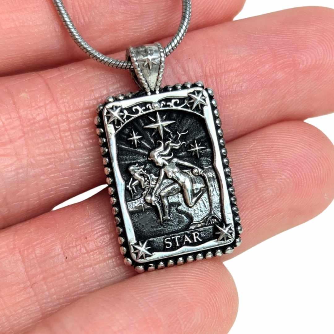 Mermaid Moon Tarot Card Necklace Unique Double Sided Design with Upright and Reversed Meanings