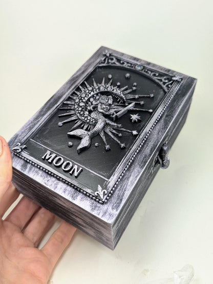 Moon and Star Card Tarot Deck Box Handmade Design