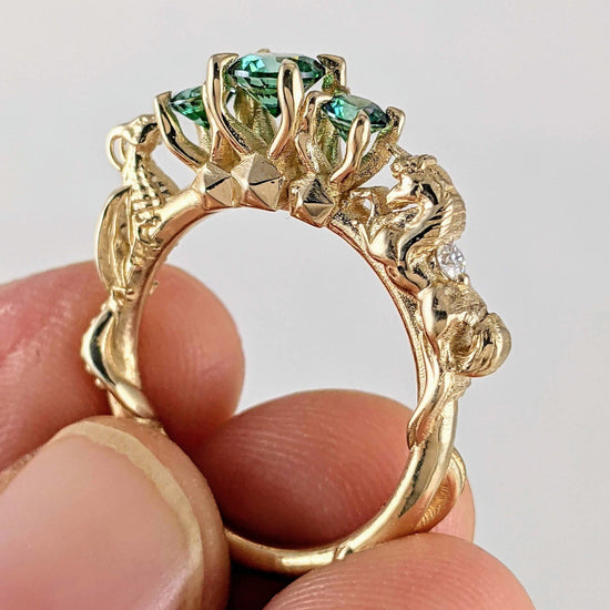 DND Dungeons and Dragons Unicorn Ring with 5 Gemstones Gamer Nerd Engagement Ring D20 Roll the Dice D and D Table top Board RPG Game Ring