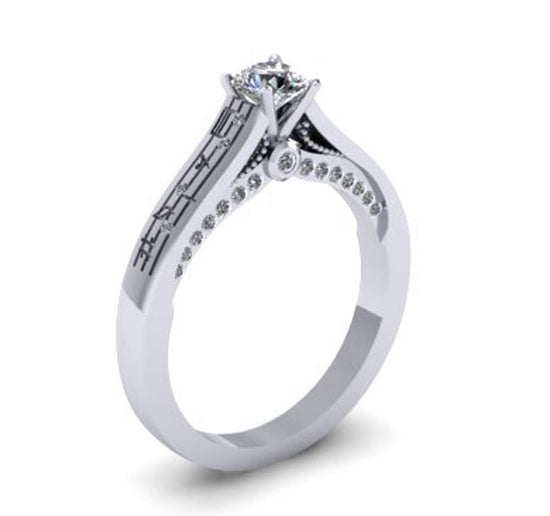 Diamond Music Note Engagement Ring