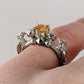 Dungeons and Dragons Dice Engagement Ring with 3 Gemstones and D20 Dice