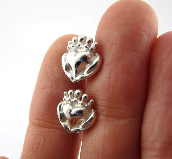 Handmade Claddagh Stud Earrings